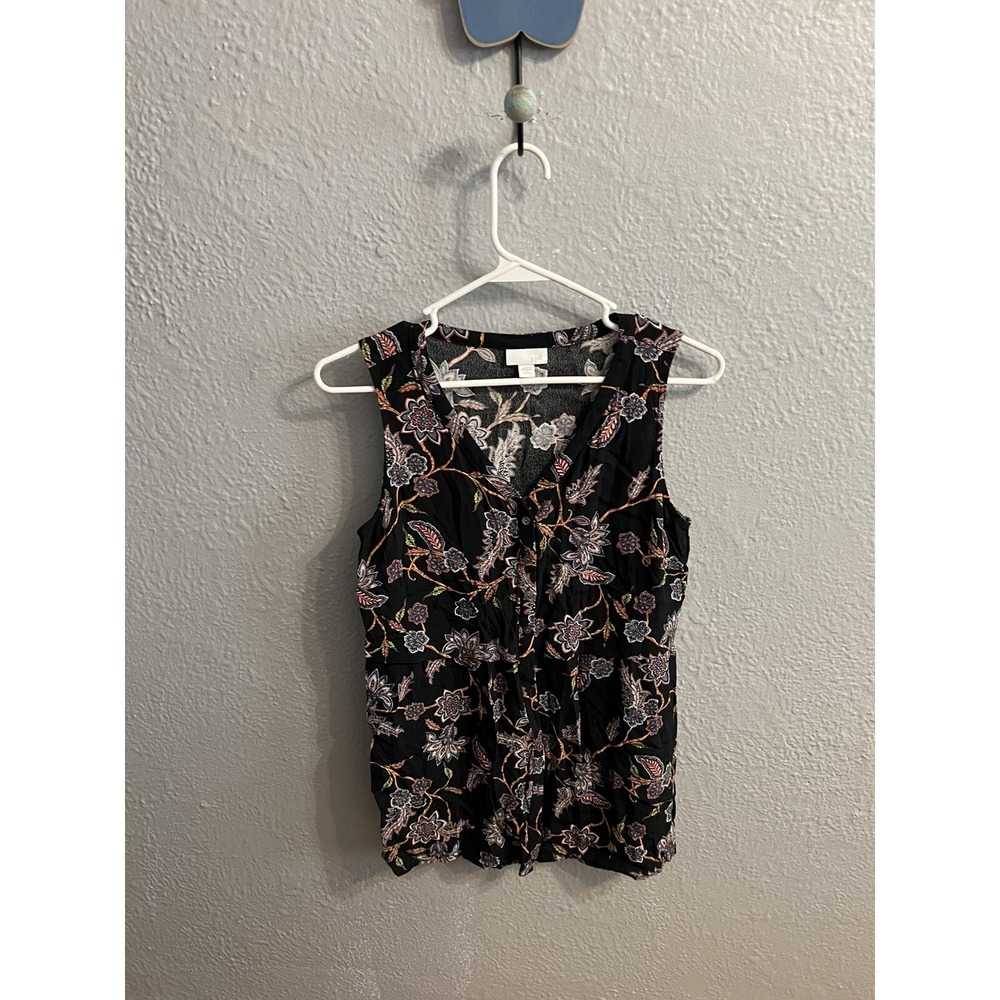 J Jill Multicolor Floral Collared Sleeveless Button Up Shirt  Size XS‎ Blouse